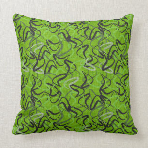 Green, Black & Gray   Fifties Boomerangs Throw Pillow