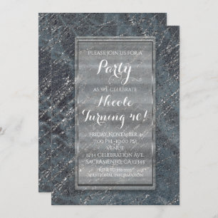 Green Black Grey Modern Marble Designer Invitation