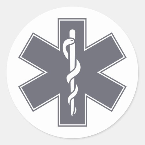 Green Black Grey Purple  Nurse EMS Star of Life Classic Round Sticker