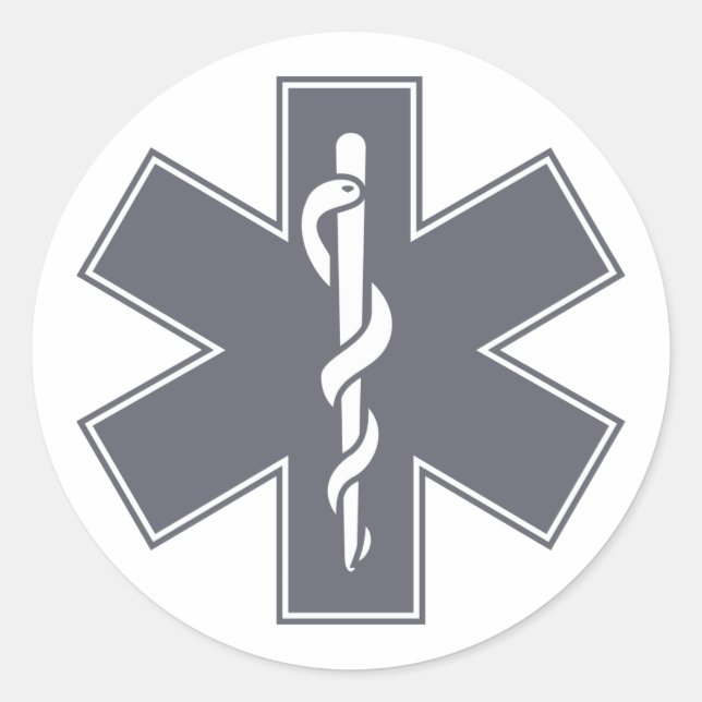 Green Black Grey Purple  Nurse EMS Star of Life Classic Round Sticker (Front)