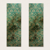 Green black grunge damask wallpaper bookmark (Front & Back)