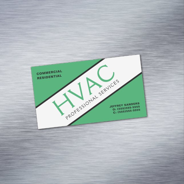 Green Black Heating & Cooling HVAC Business Card Magnet (In Situ)