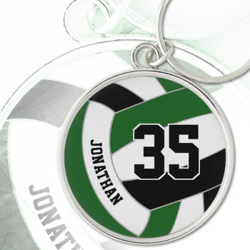 Green Black His Team Colors Custom Volleyball Keychain by katz_d_zynes at Zazzle