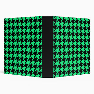 Green Black Houndstooth Check 3 Ring Binder
