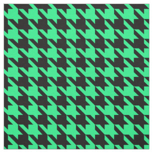 Green Black Houndstooth Check Fabric