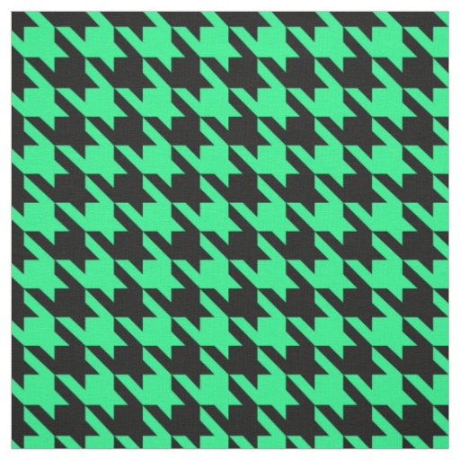 Green Black Houndstooth Check Fabric