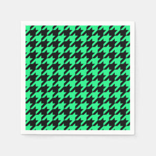 Green Black Houndstooth Check Napkins