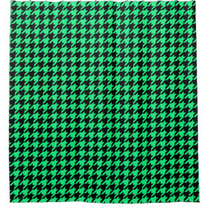Green Black Houndstooth Check Shower Curtain