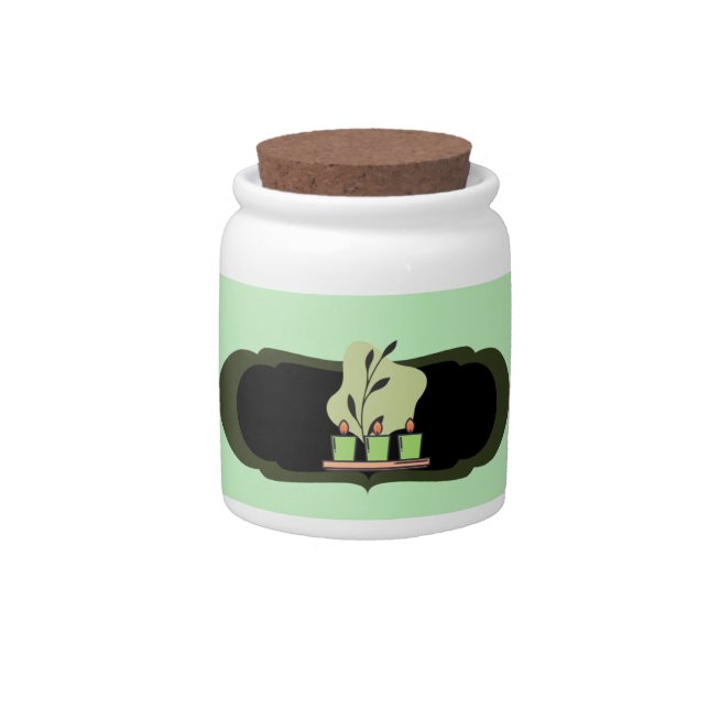 Green & Black Jar with Candle Design (Front)
