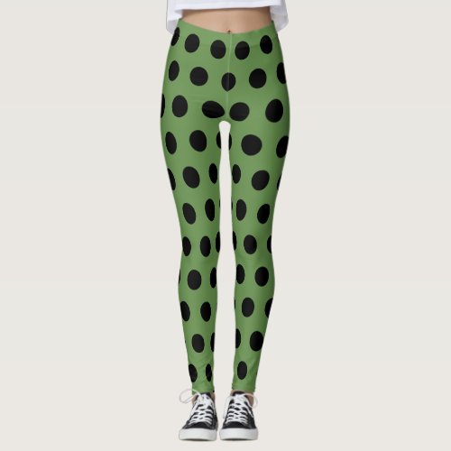 Green Black Ladybird Costume Spots Retro Leggings