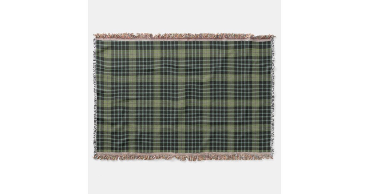 Green Black Large Tartan Plaid Throw Blanket