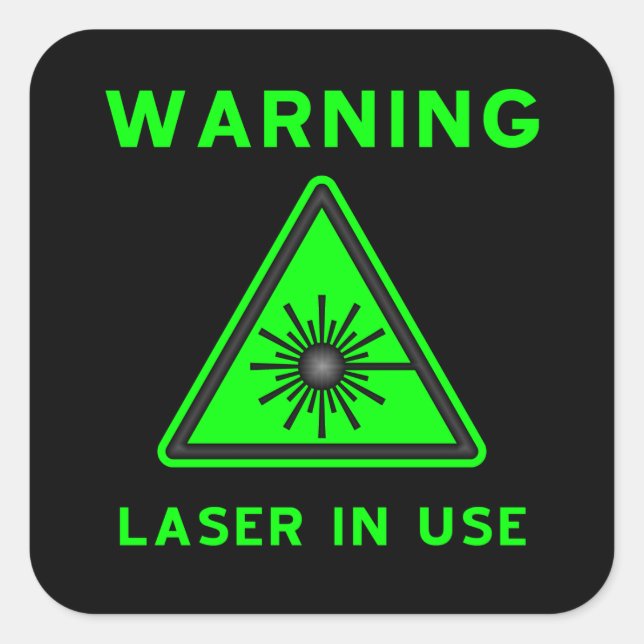 Green & Black Laser Warning Sign Sticker (Front)