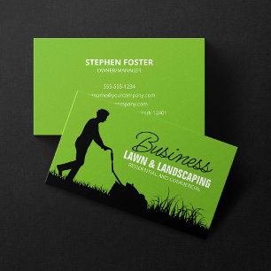 Green Black Lawncare Landscaping Lawn Mowing Business Card