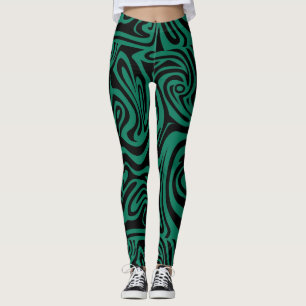  green & black  leggings