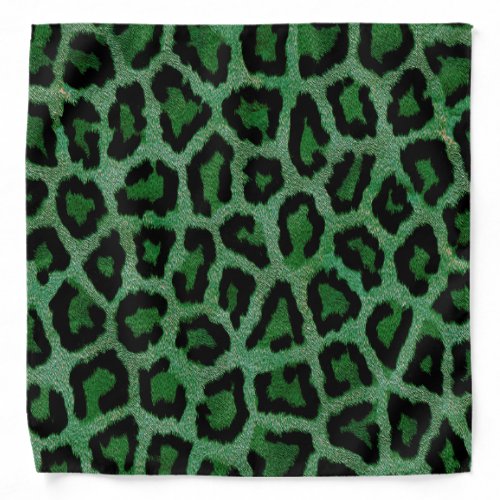 Green Black Leopard Animal Print Bandana