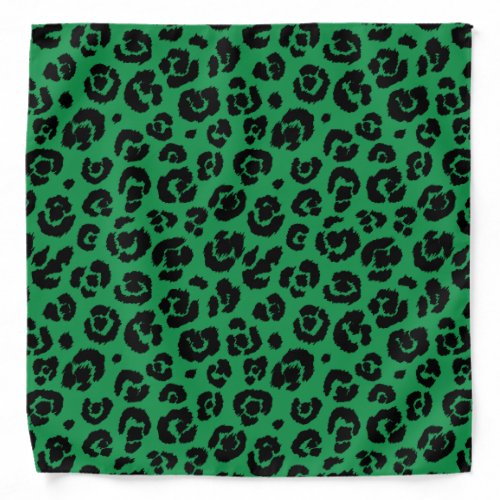 Green Black Leopard Print Bandana