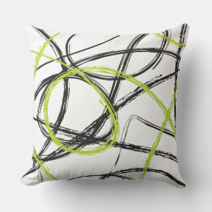green BLACK LINES DESIGN Retro Throw Pillow