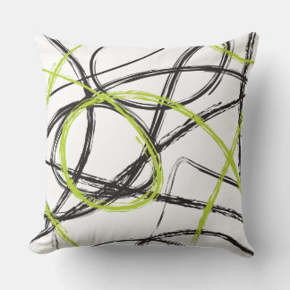 green BLACK LINES DESIGN Retro Throw Pillow