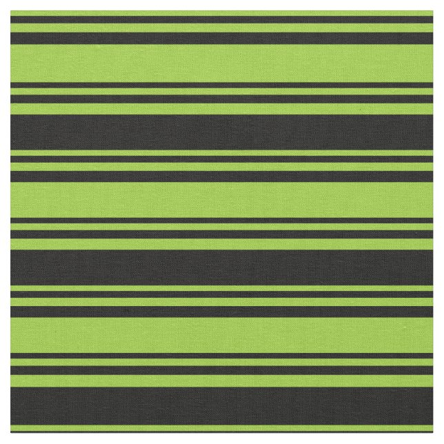 Green & Black Lines Pattern Fabric (Close Up)