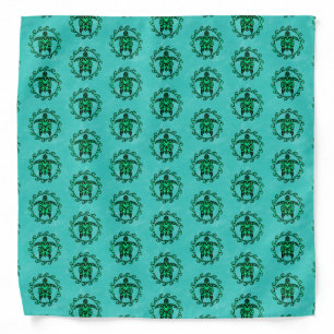 Green Black Maori Sun Symbol Tribal Turtles Bandana