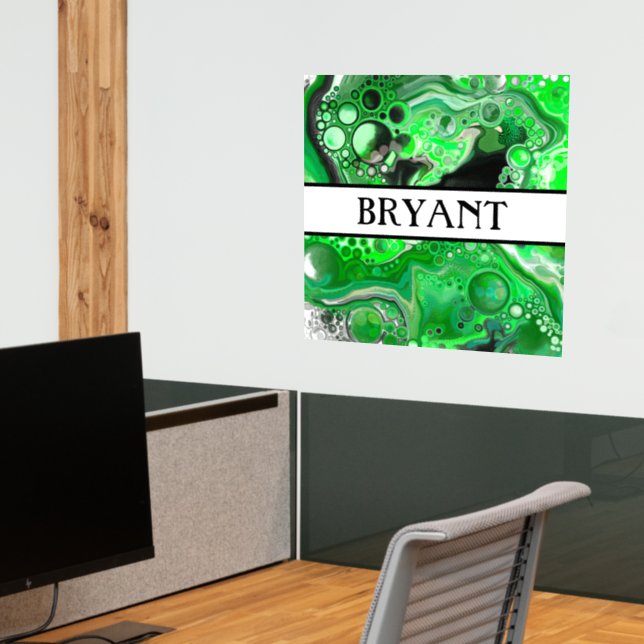 Green Black Marble Personalized Name Wall Decal (Office 2)