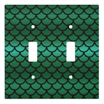 Green & Black Mermaid Scales Fantasy Fish Light Switch Cover
