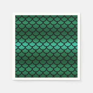 Green & Black Mermaid Scales Fantasy Fish Napkins