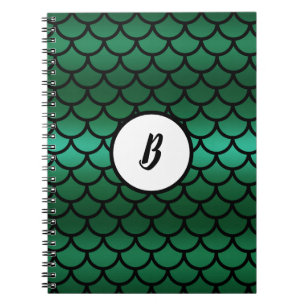 Green & Black Mermaid Scales Fantasy Fish Notebook