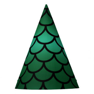 Green & Black Mermaid Scales Fantasy Fish Party Hat