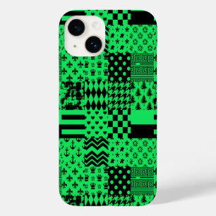 Green Black Mixed Patterns Patchwork Design Case-Mate iPhone 14 Case
