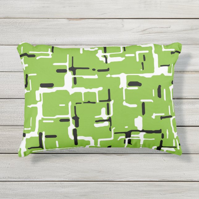 Green Black Modern Pattern Outdoor Pillow (Front)