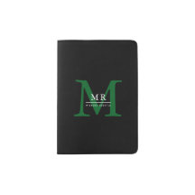 Green & Black Modern Script Monogram Name