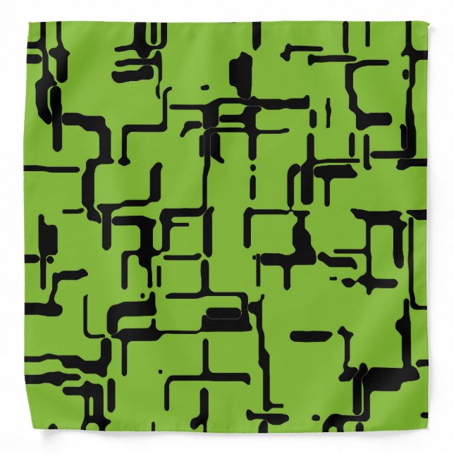 Green Black Modern Trendy Pattern Bandana (Front)