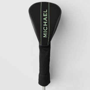green &black Monogram and Name Personalized Golf Head Cover