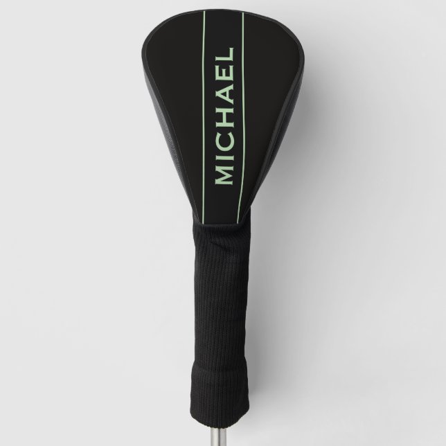green &black Monogram and Name Personalized  Golf Head Cover (Front)