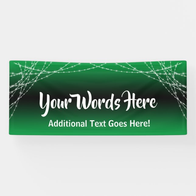 Green Black Ombre Light Strings Add Your Own Text Banner (Horizontal)