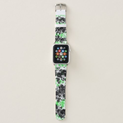 Green Black Paint Splat Apple Watch Leather Band