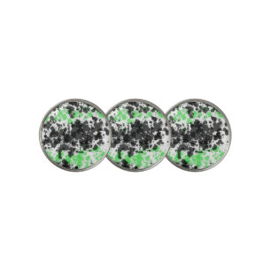 Green Black Paint Splat Round Golf Ball Markers