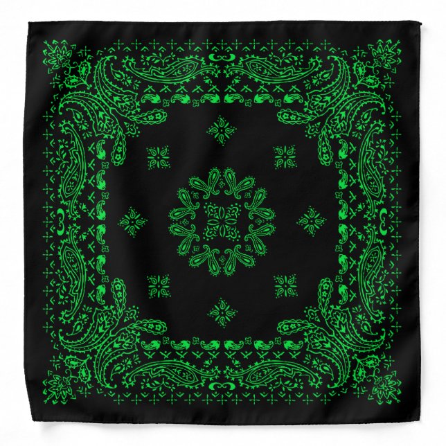 Green & Black Paisley Bandana (Front)