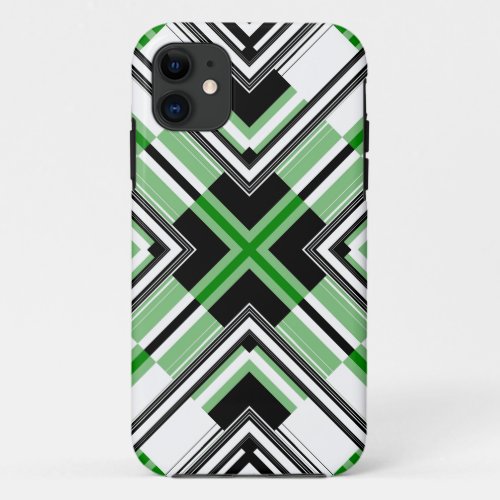 Green Black Pattern Retro Art Design iPhone 11 Case