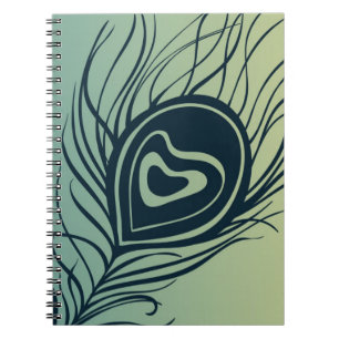 Green Black Peacock Feather Notebook
