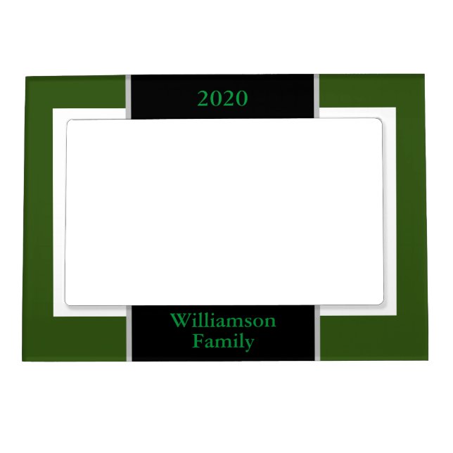 Green Black Personalized Family Name Magnetic Frame (Front)