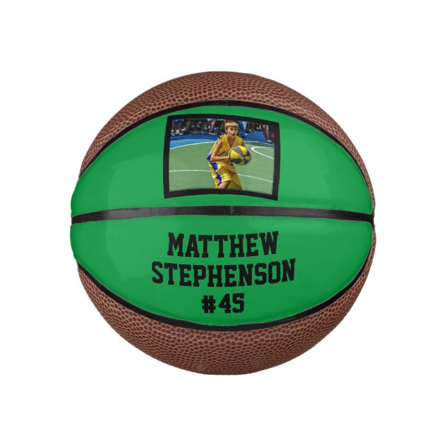 Green Black Photo Basketball Ball (Front)