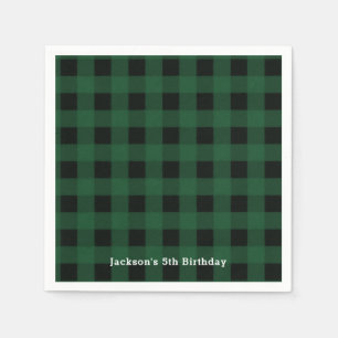 Green Black Plaid Buffalo Checker Pattern Napkins