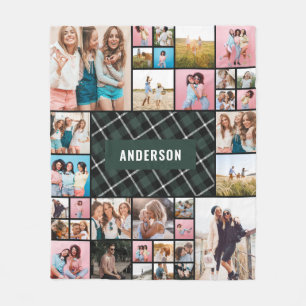 Green black plaid modern minimal pampas 34 photo f fleece blanket