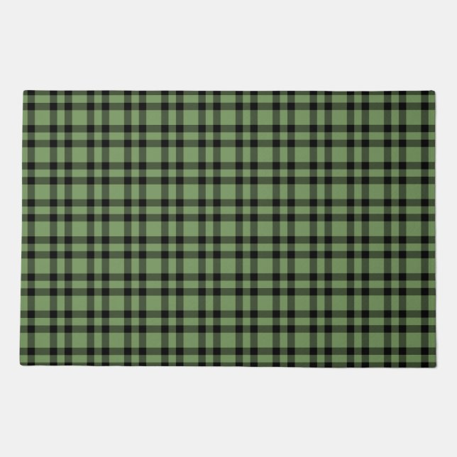 Green Black Plaid Pattern Doormat (Front)