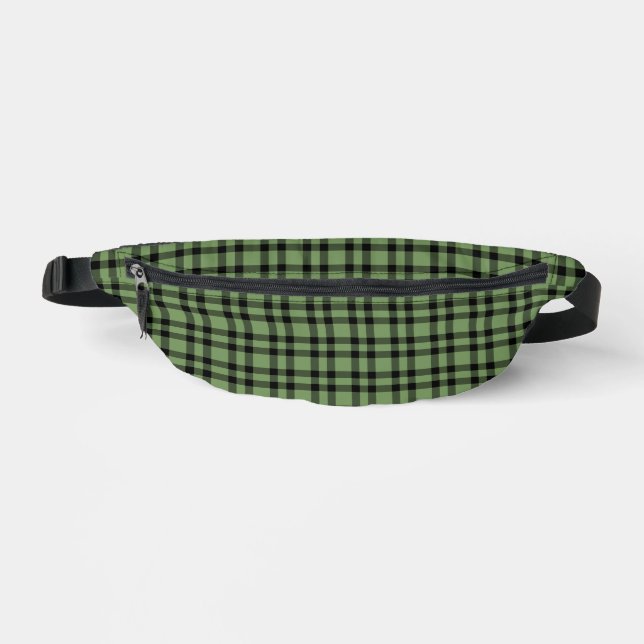 Green Black Plaid Pattern Fanny Pack (Front)