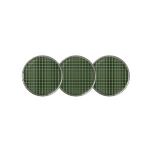 Green Black Plaid Pattern Golf Ball Marker