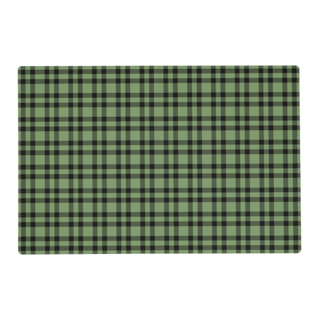 Green Black Plaid Pattern Laminated Placemat (Front)