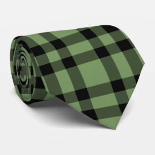 Green Black Plaid Pattern Neck Tie
